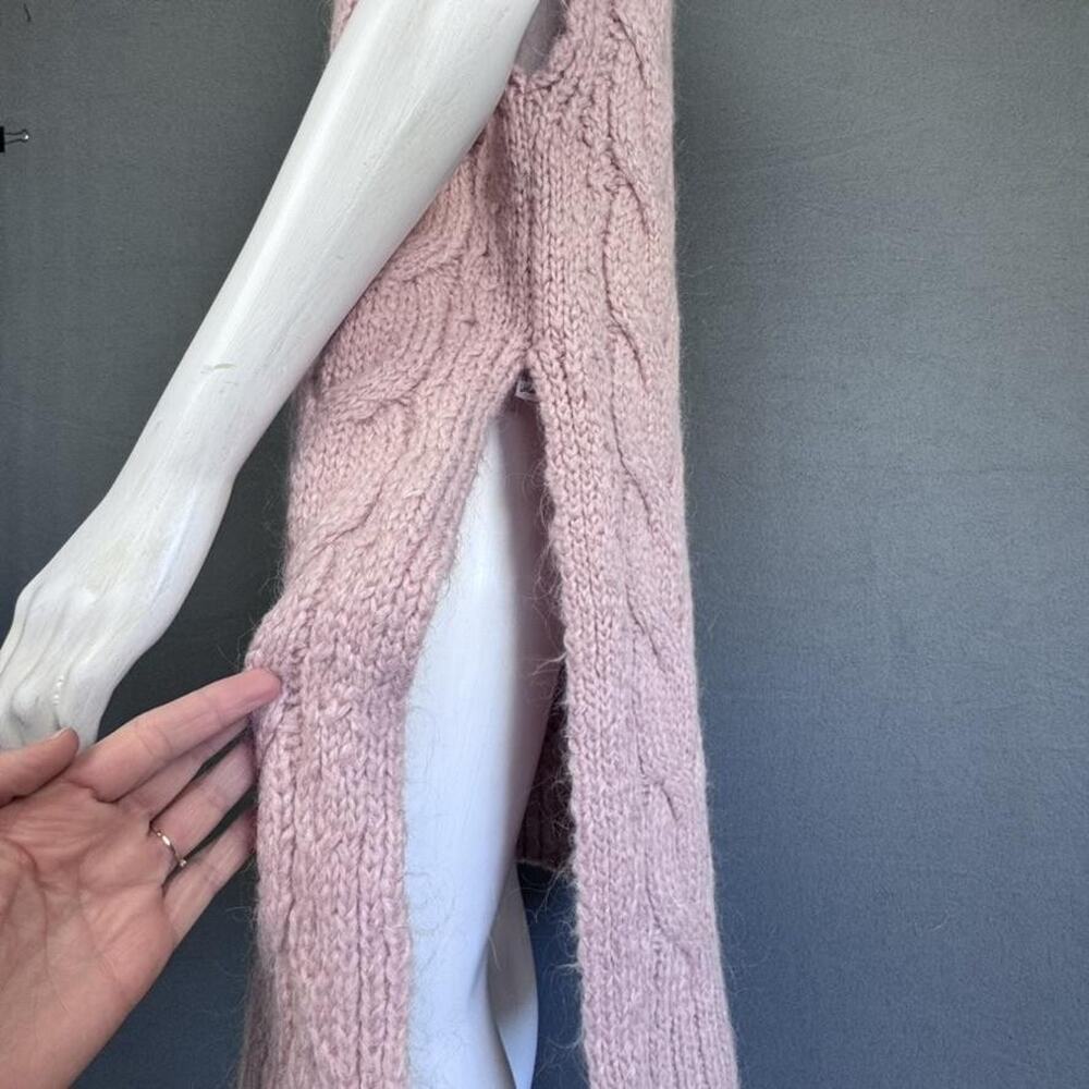 Zara Sweater Dress Womens Medium‎ Pink Cable Knit Sleeveless Alpaca Boho Preppy - Picture 5 of 16